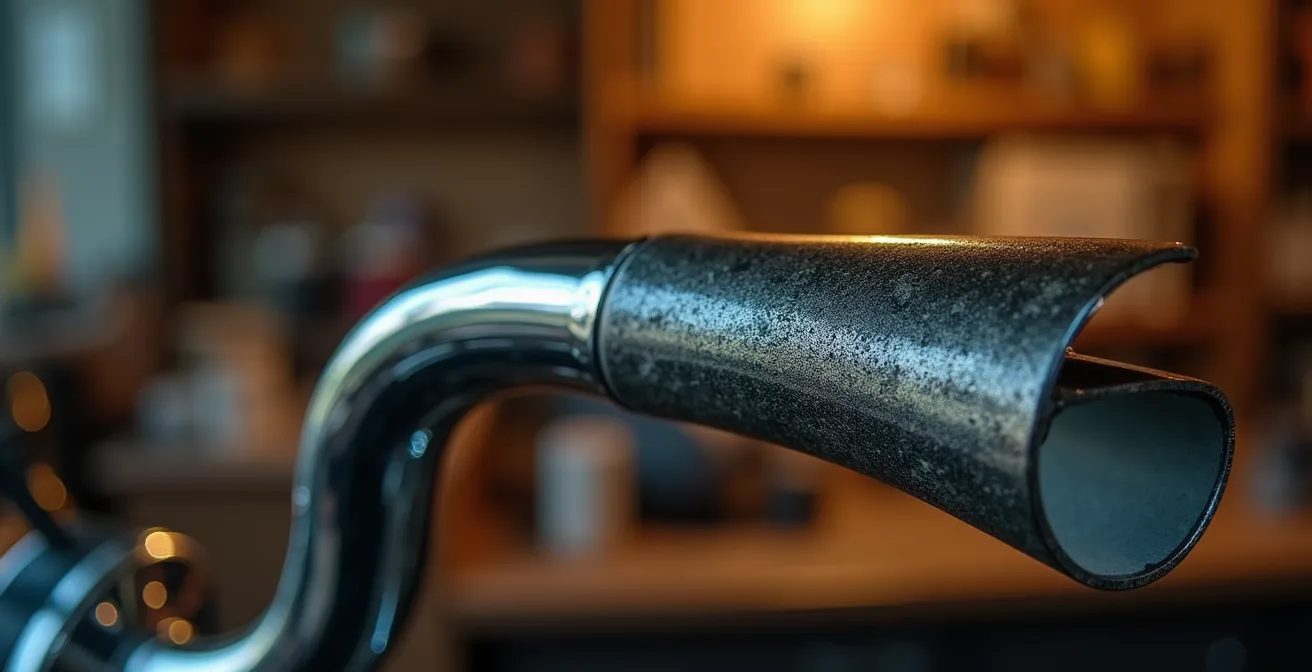 Détail macro du chrome d'un guidon de mobylette vintage